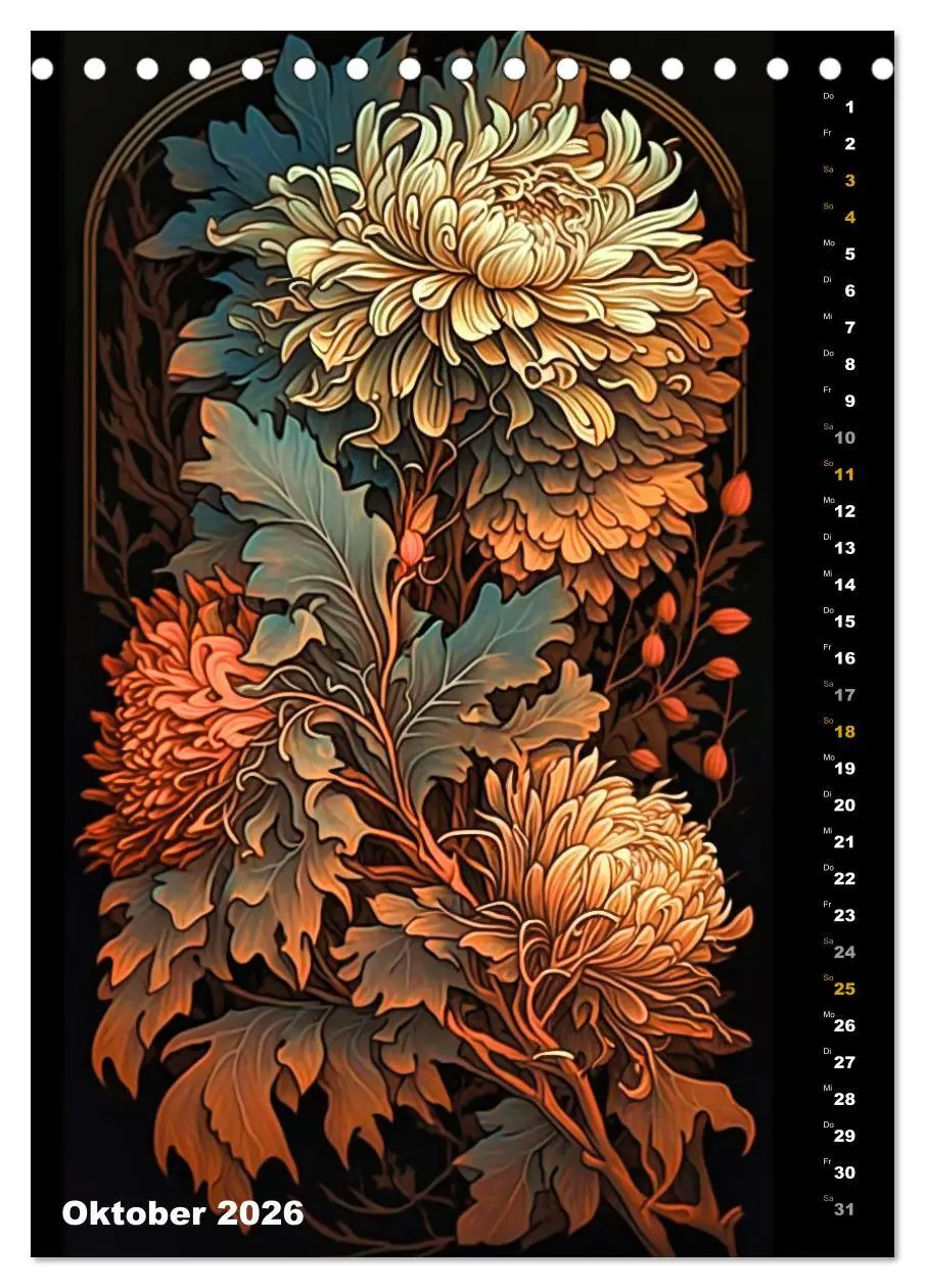 Bild: 9783516319422 | Jugendstil Blumen (Tischkalender 2026 DIN A5 hoch), CALVENDO...