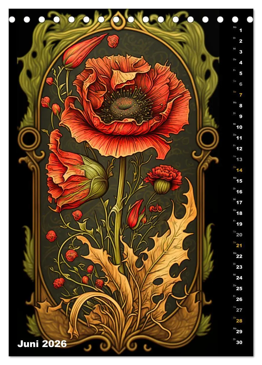 Bild: 9783516319422 | Jugendstil Blumen (Tischkalender 2026 DIN A5 hoch), CALVENDO...