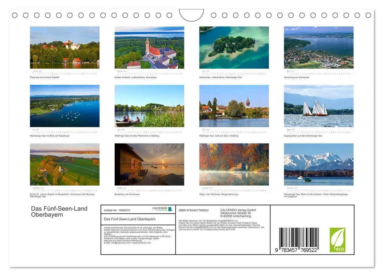 Bild: 9783457769522 | Das Fünf-Seen-Land Oberbayern (Wandkalender 2026 DIN A4 quer),...