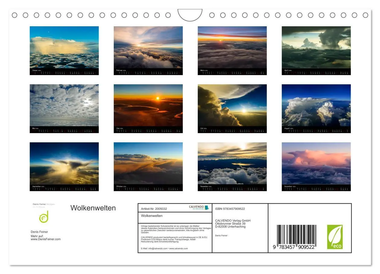 Bild: 9783457909522 | Wolkenwelten (Wandkalender 2026 DIN A4 quer), CALVENDO Monatskalender