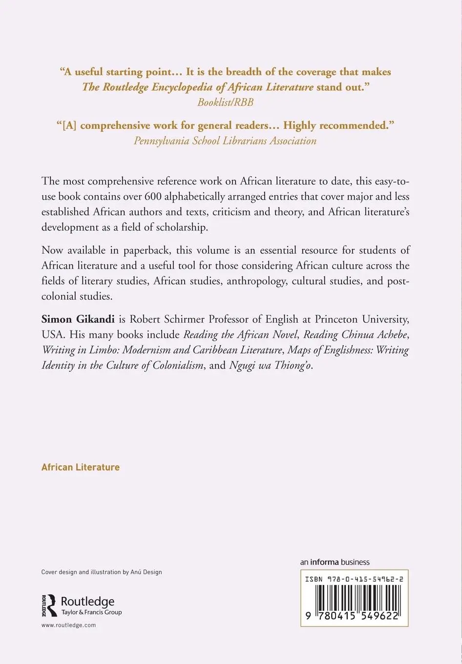 Rückseite: 9780415549622 | Encyclopedia of African Literature | Simon Gikandi | Taschenbuch