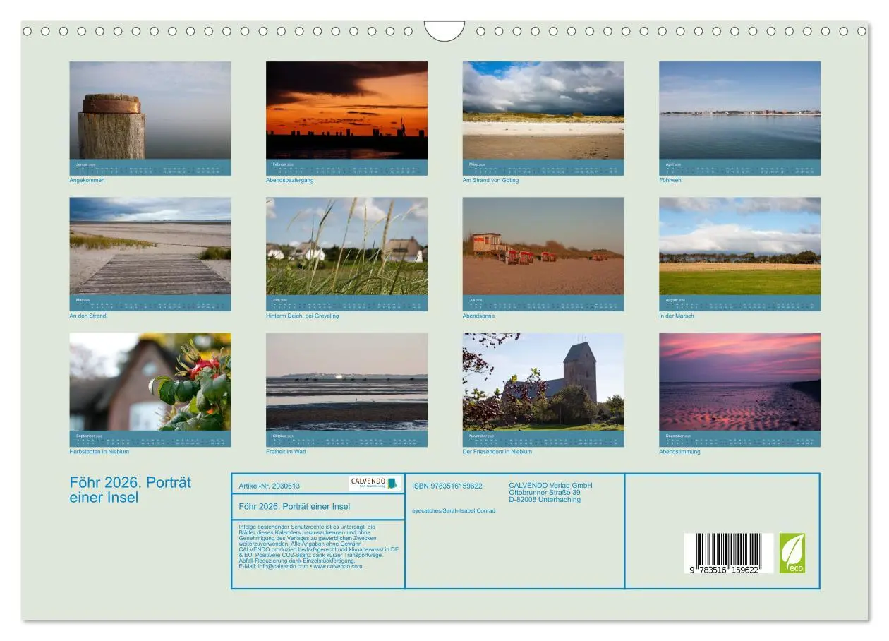 Bild: 9783516159622 | Föhr 2026. Porträt einer Insel (Wandkalender 2026 DIN A3 quer),...