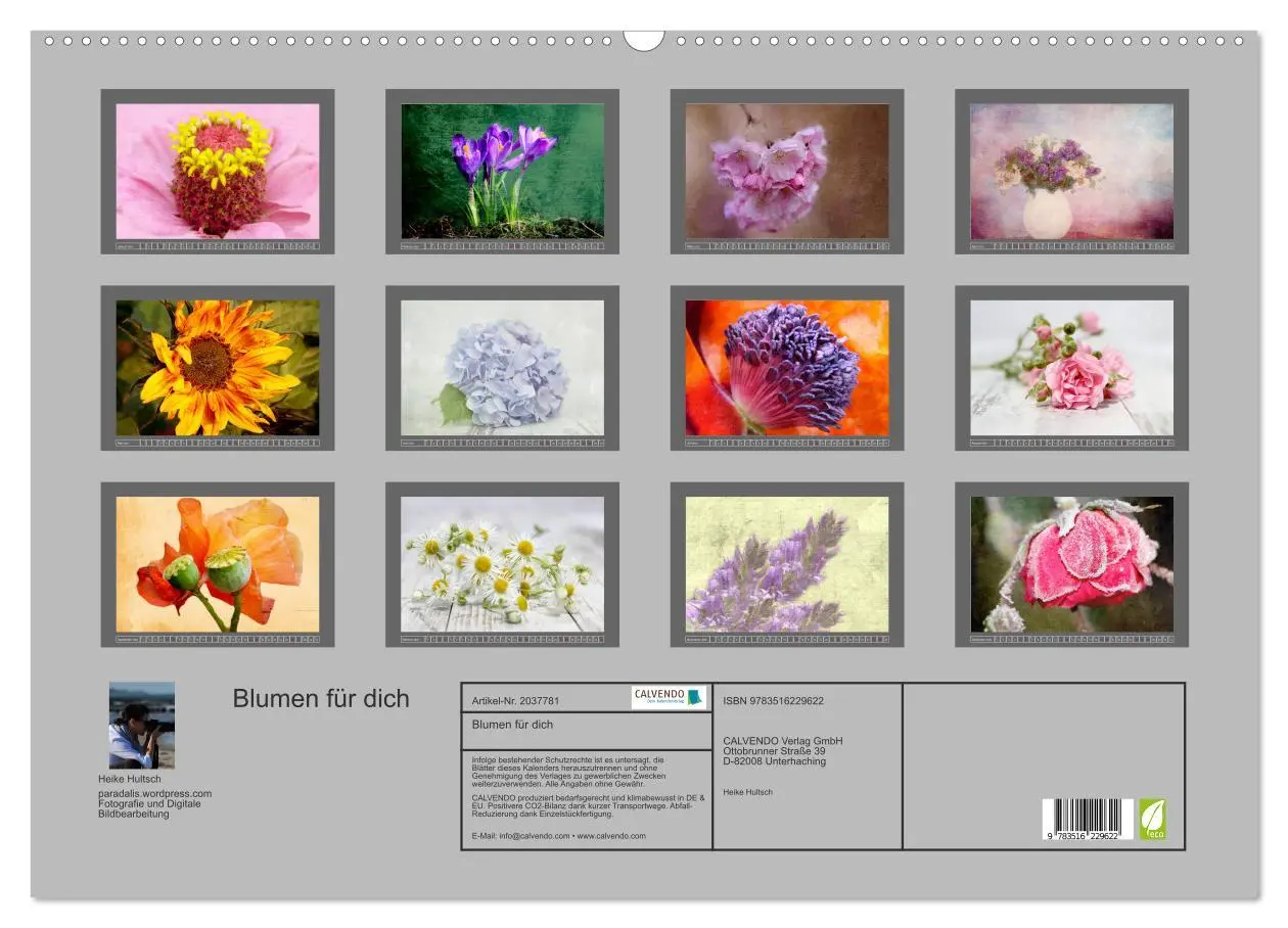 Bild: 9783516229622 | Blumen für dich (Wandkalender 2026 DIN A2 quer), CALVENDO...