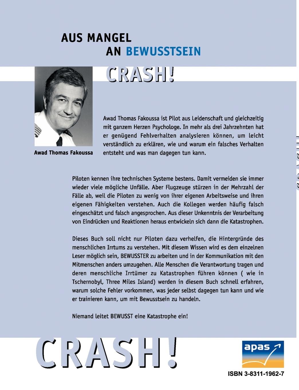 Rückseite: 9783831119622 | Aus Mangel an Bewusstsein: Crash! | Awad Thomas Fakoussa | Taschenbuch
