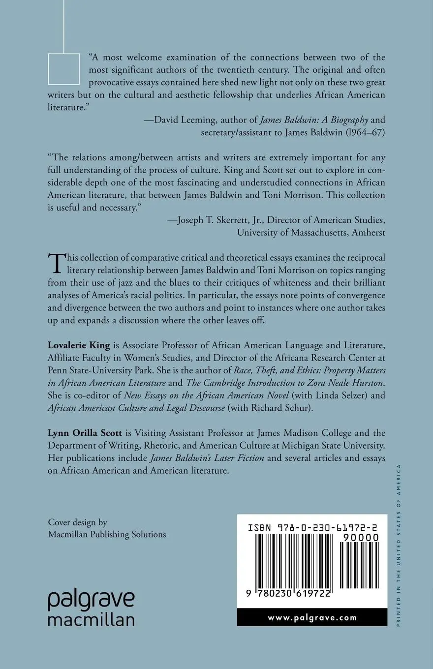 Rückseite: 9780230619722 | James Baldwin and Toni Morrison: Comparative Critical and...
