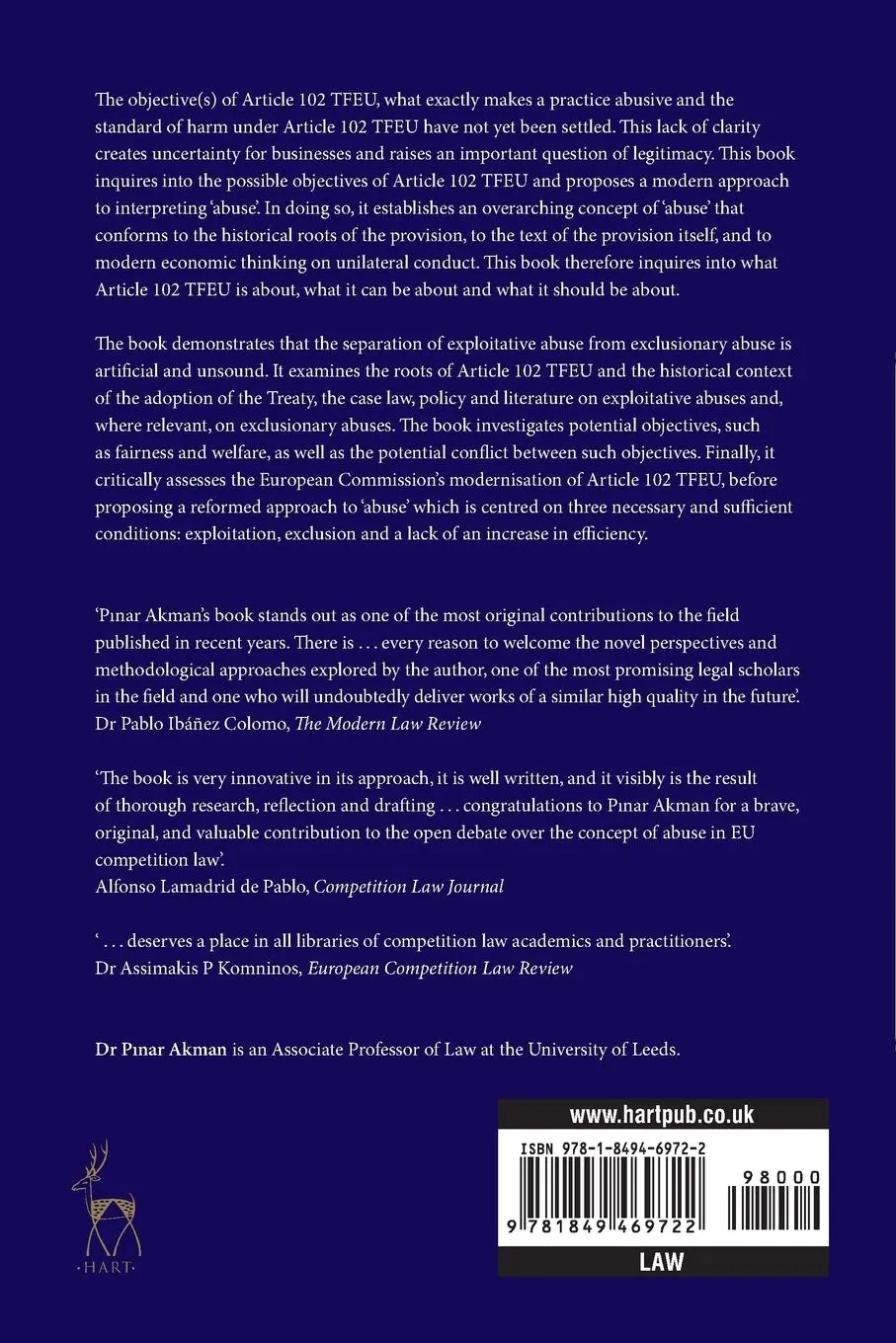 Rückseite: 9781849469722 | Concept of Abuse in Eu Competition Law | Law and Economic Approaches