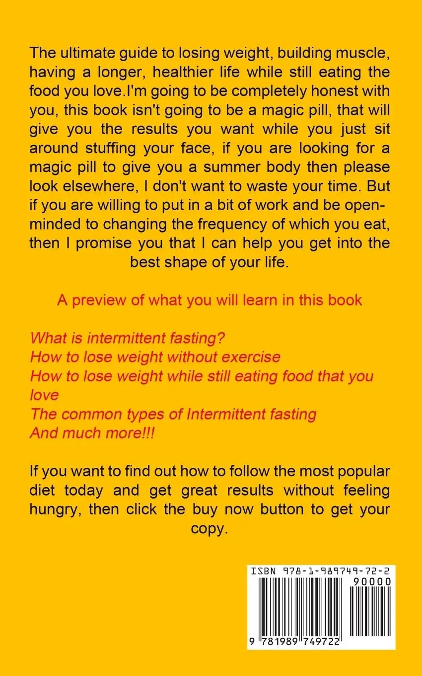 Rückseite: 9781989749722 | Intermittent Fasting | Garrett Fisher | Taschenbuch | Englisch | 2019