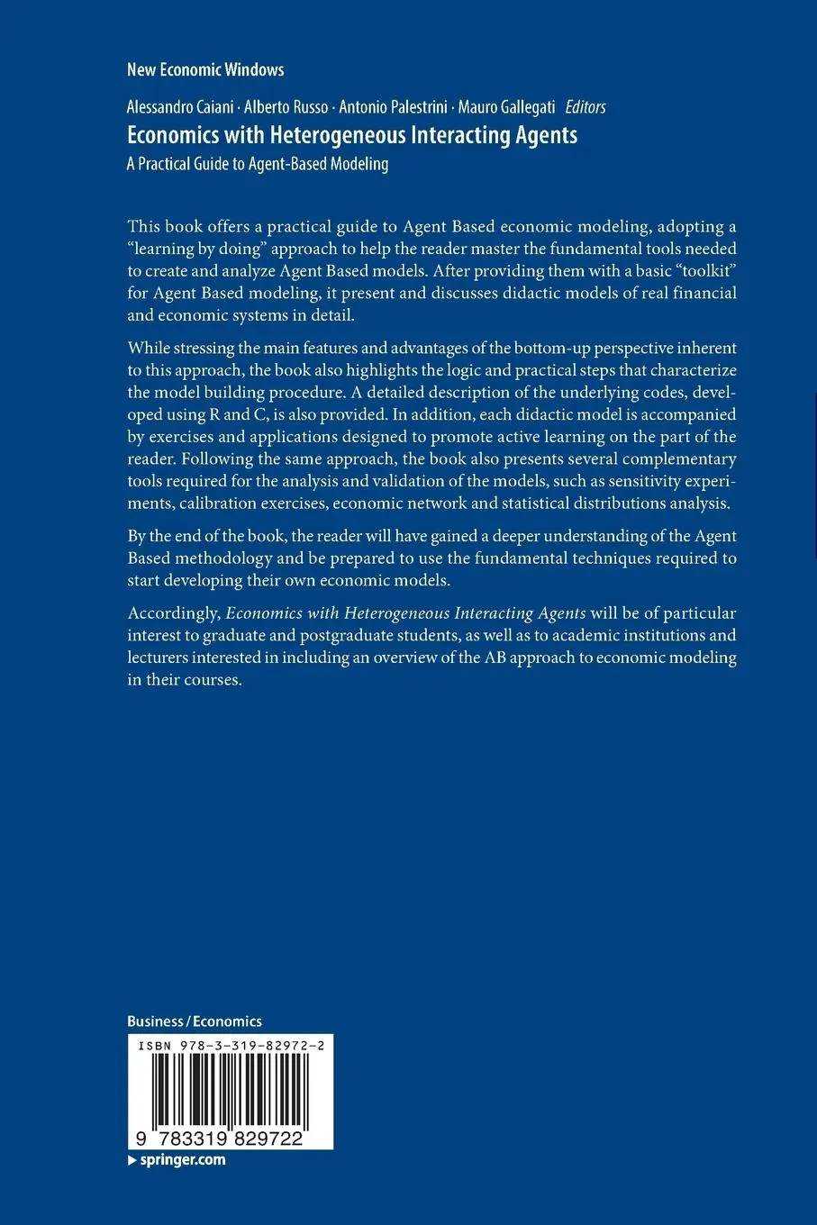 Rückseite: 9783319829722 | Economics with Heterogeneous Interacting Agents | Caiani (u. a.)