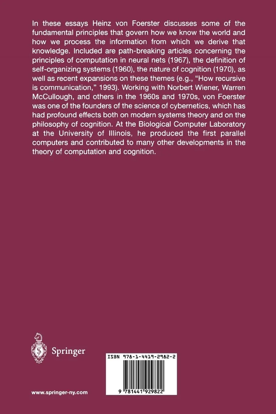 Rückseite: 9781441929822 | Understanding Understanding | Essays on Cybernetics and Cognition