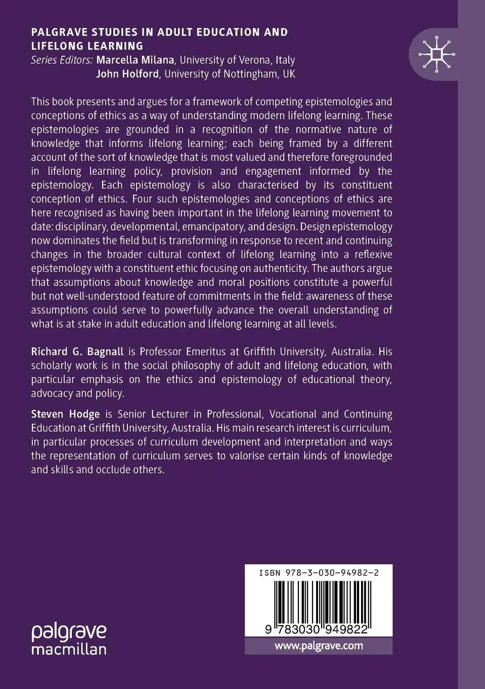 Rückseite: 9783030949822 | Epistemologies and Ethics in Adult Education and Lifelong Learning