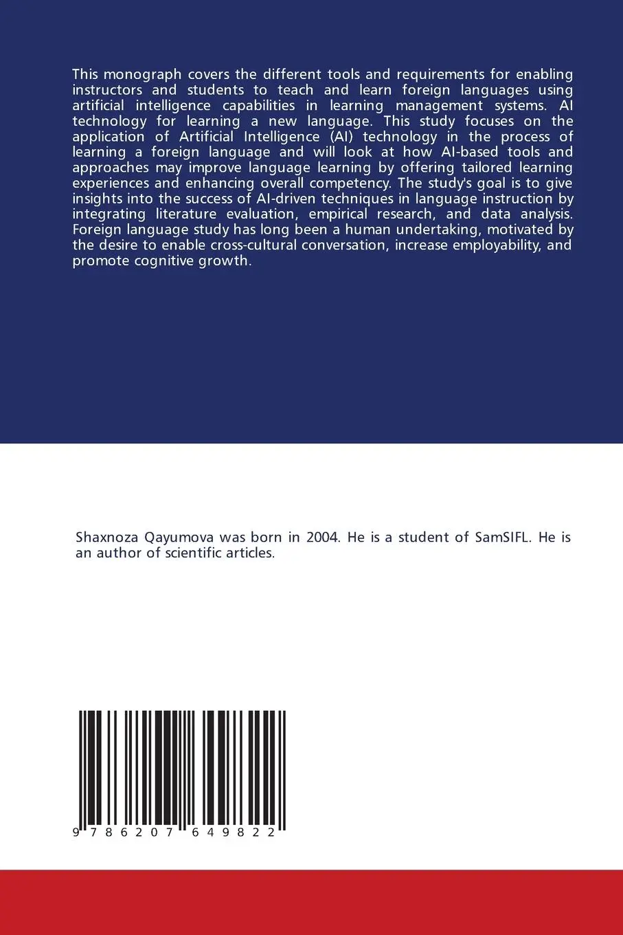 Rückseite: 9786207649822 | Artificial intelligence - foreign language teaching and learning