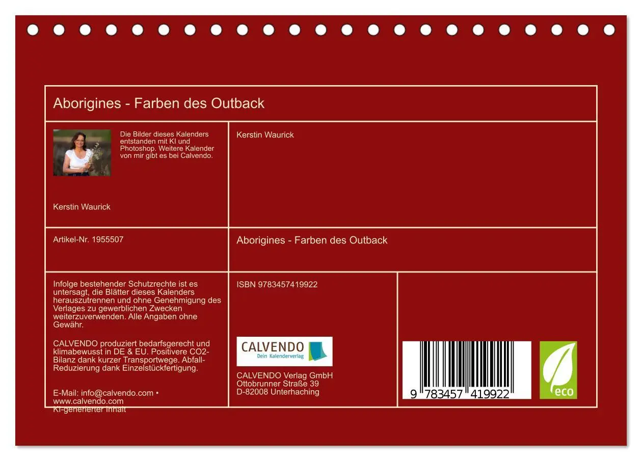 Bild: 9783457419922 | Aborigines - Farben des Outback (Tischkalender 2026 DIN A5 quer),...