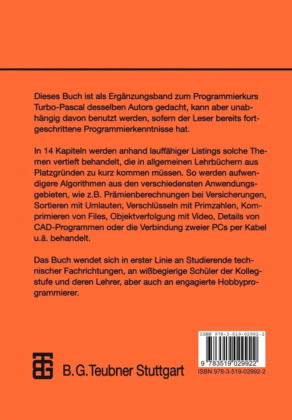 Rückseite: 9783519029922 | TURBO-PASCAL in Beispielen | mit mehr als 100 Programmen | Mittelbach