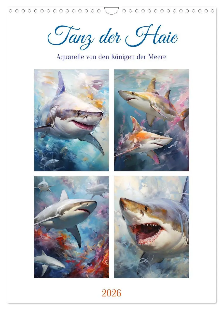 Cover: 9783516310023 | Tanz der Haie. Aquarelle von den Königen der Meere (Wandkalender...