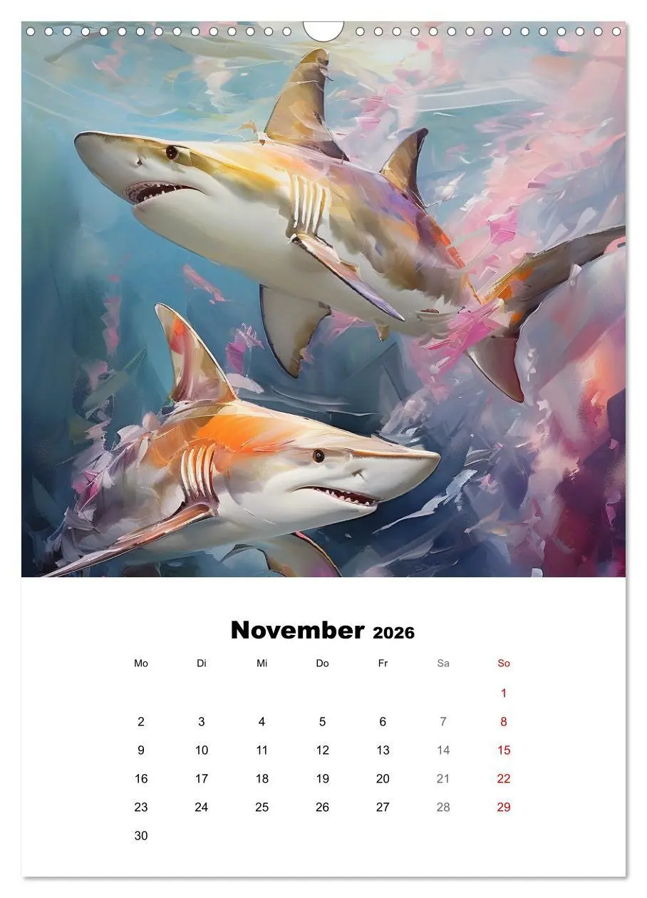 Bild: 9783516310023 | Tanz der Haie. Aquarelle von den Königen der Meere (Wandkalender...