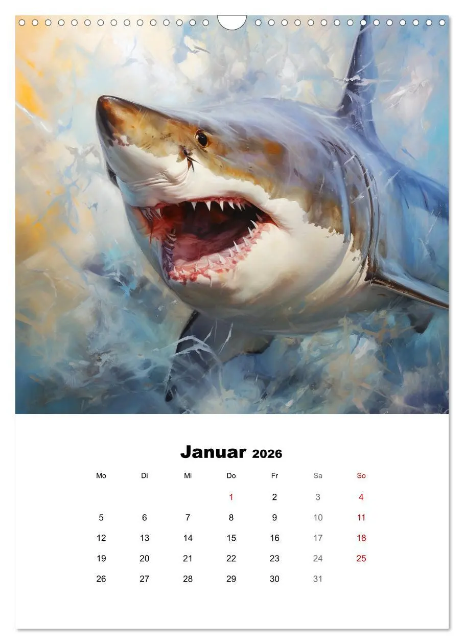 Bild: 9783516310023 | Tanz der Haie. Aquarelle von den Königen der Meere (Wandkalender...