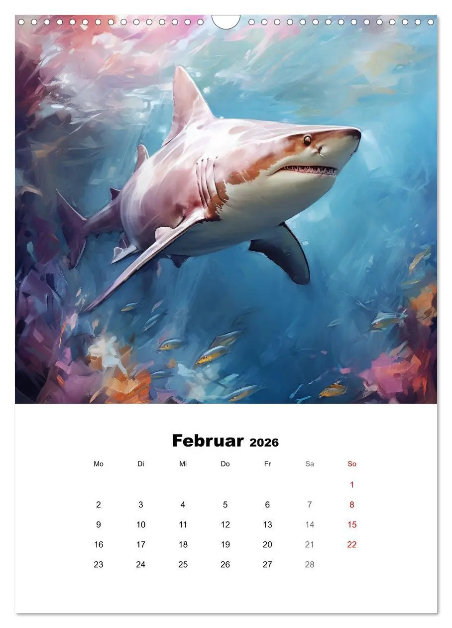 Bild: 9783516310023 | Tanz der Haie. Aquarelle von den Königen der Meere (Wandkalender...