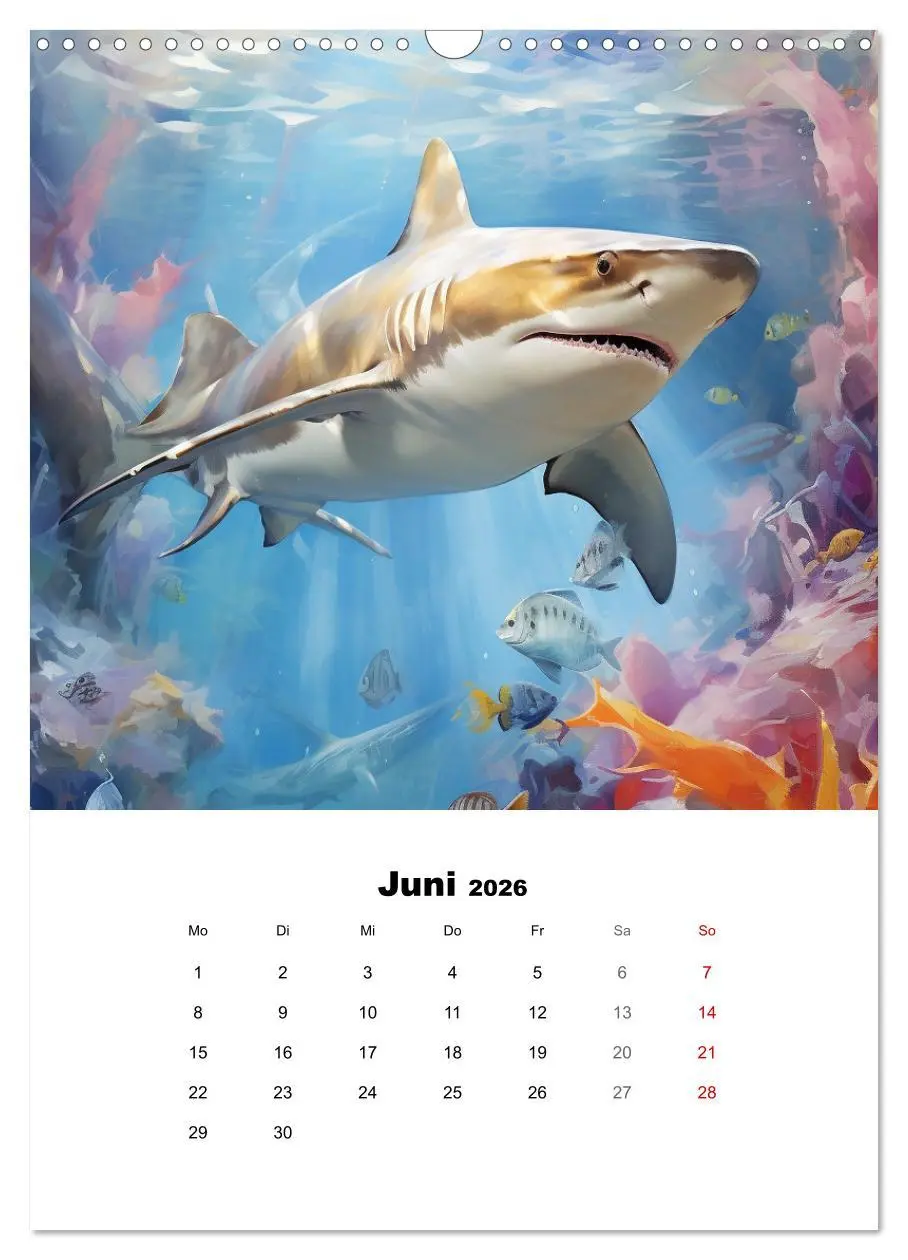 Bild: 9783516310023 | Tanz der Haie. Aquarelle von den Königen der Meere (Wandkalender...