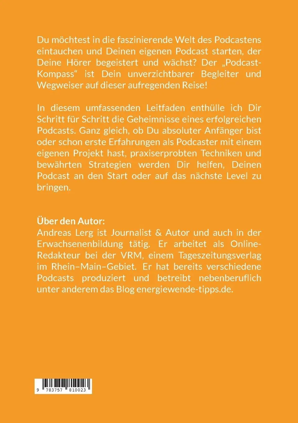 Rückseite: 9783757810023 | Der Podcast-Kompass für Anfänger | Andreas Lerg | Taschenbuch | 120 S.
