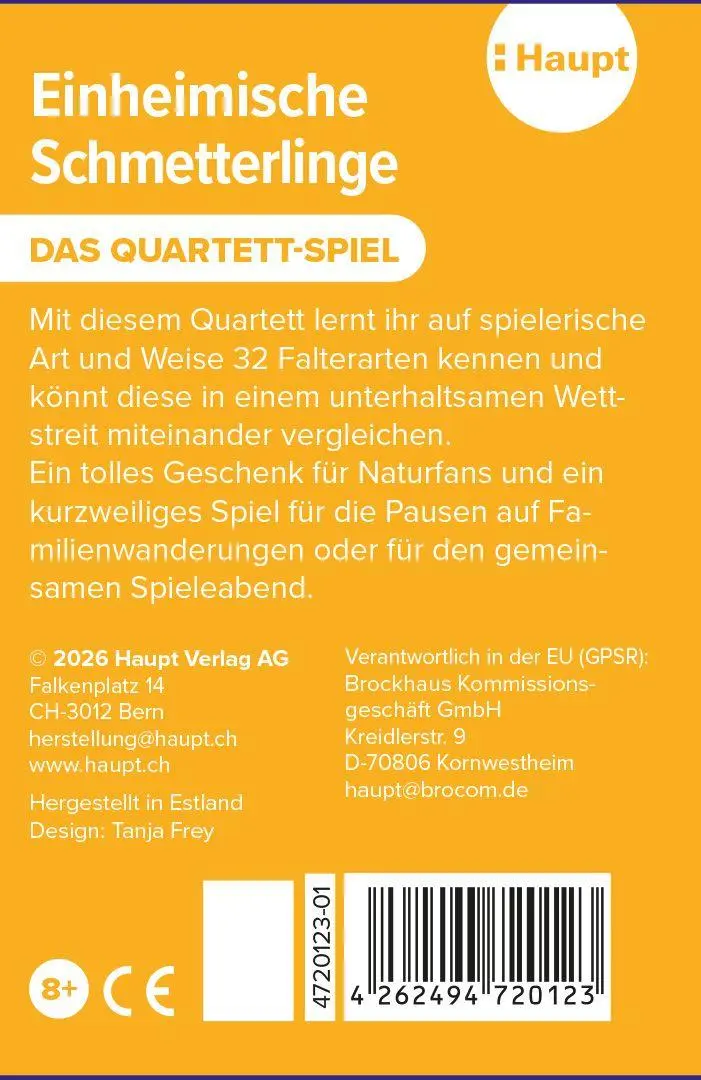 Bild: 4262494720123 | Einheimische Schmetterlinge - das Quartett-Spiel | Haupt Verlag | 2026