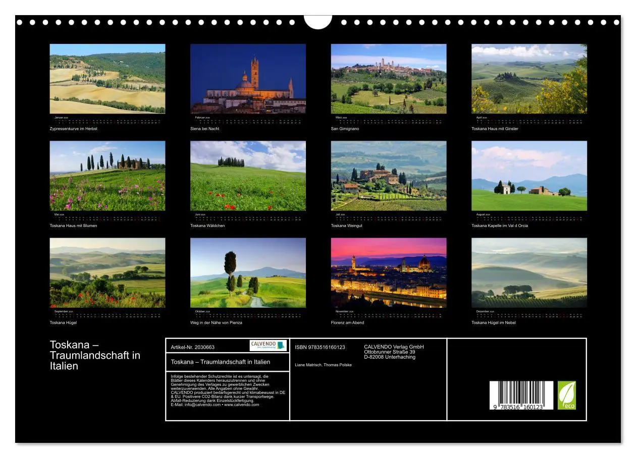 Bild: 9783516160123 | Toskana - Traumlandschaft in Italien (Wandkalender 2026 DIN A3...