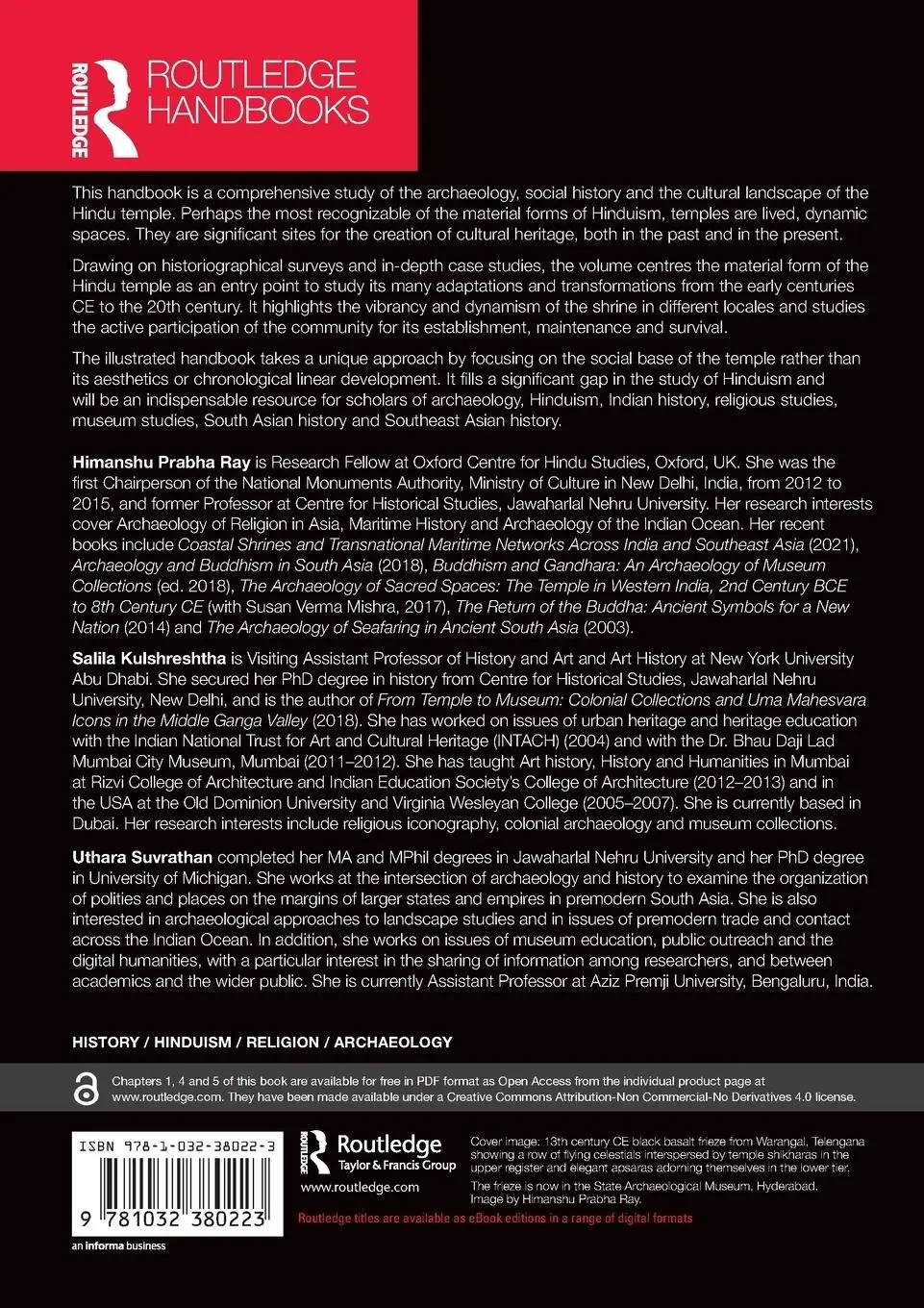 Rückseite: 9781032380223 | The Routledge Handbook of Hindu Temples | Himanshu Prabha Ray (u. a.)