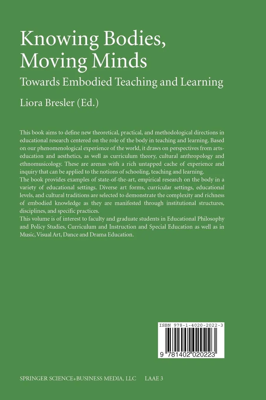 Rückseite: 9781402020223 | Knowing Bodies, Moving Minds | Towards Embodied Teaching and Learning