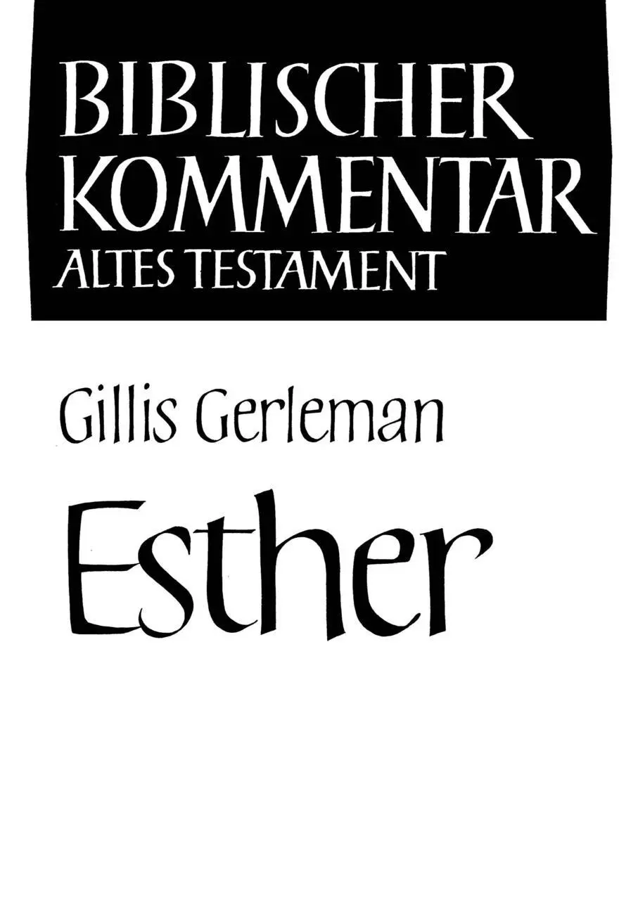 Cover: 9783788720223 | Esther - Studienausgabe | Gillis Gerlemann | Buch | Buch | Deutsch