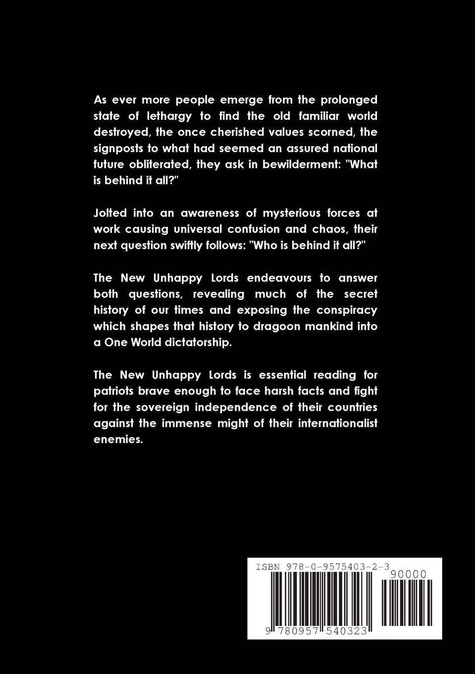 Rückseite: 9780957540323 | The New Unhappy Lords | A. K. Chesterton | Taschenbuch | Englisch