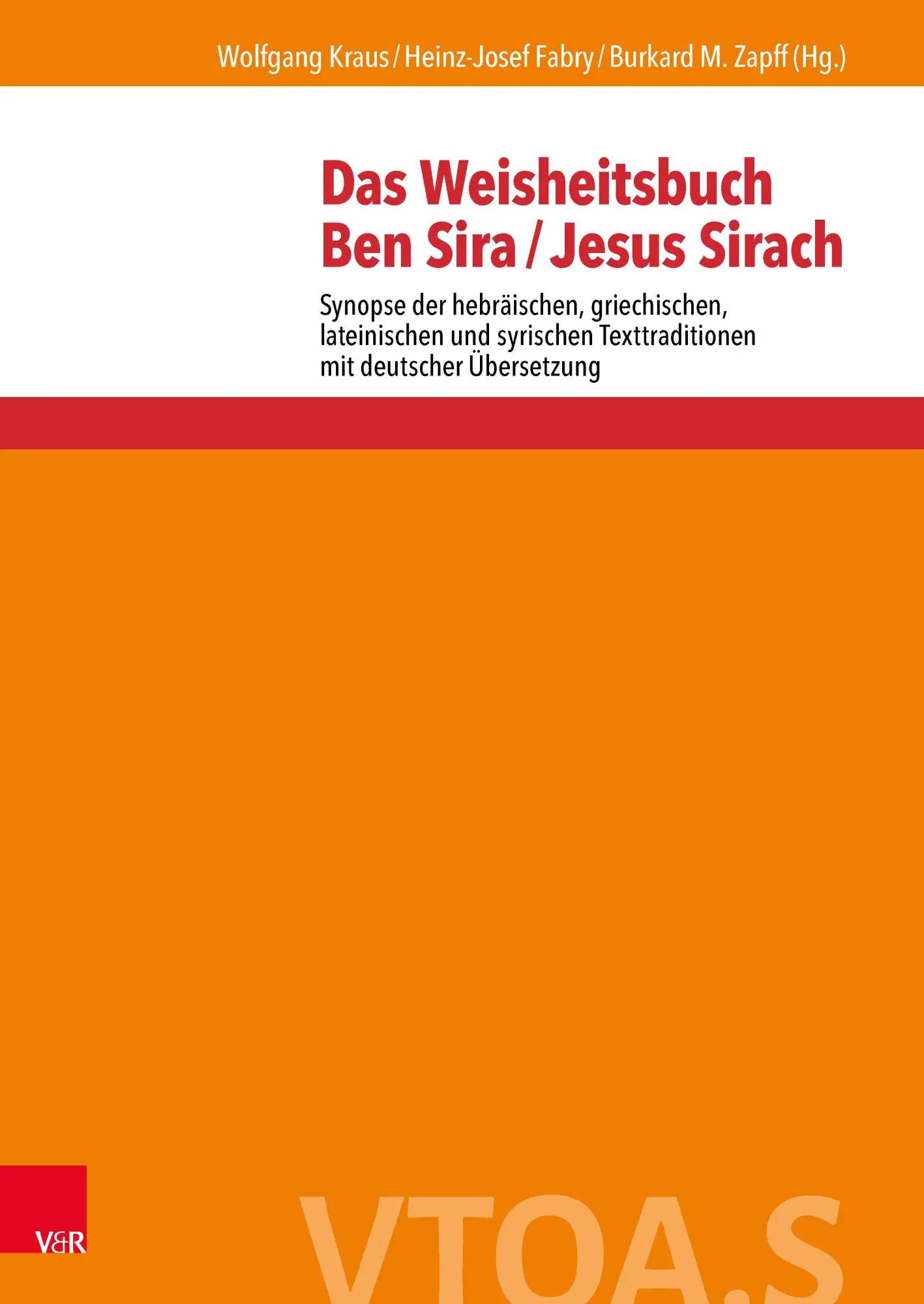 Cover: 9783525500323 | Das Weisheitsbuch Ben Sira / Jesus Sirach | Wolfgang Kraus (u. a.)