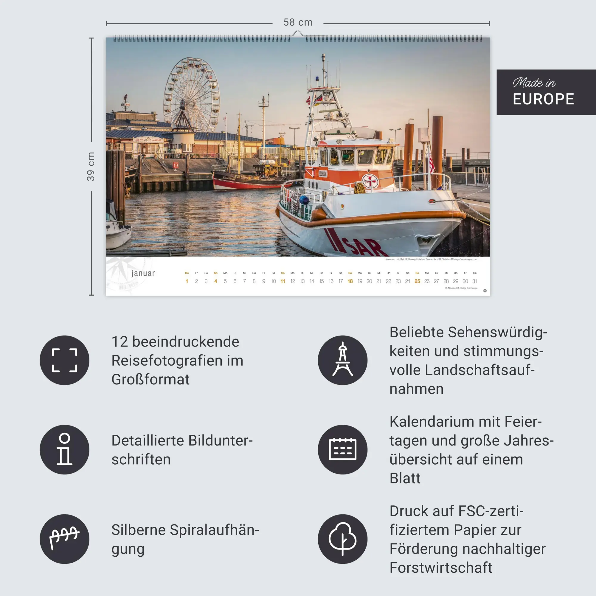 Bild: 9783756410323 | Nordsee Globetrotter Kalender 2026 - Von frischem Wind und weiten...