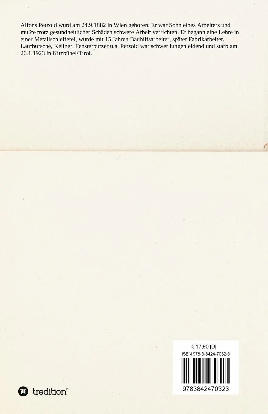 Rückseite: 9783842470323 | Das rauhe Leben | Der Roman eines Menschen | Alfons Petzold | Buch