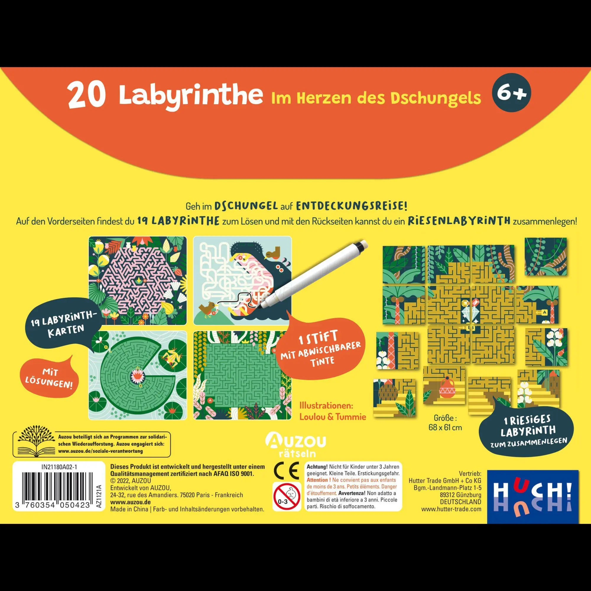 Bild: 3760354050423 | Auzou 20 Labyrinthe im Herzen des Dschungels | Auzou | Spiel | 405042