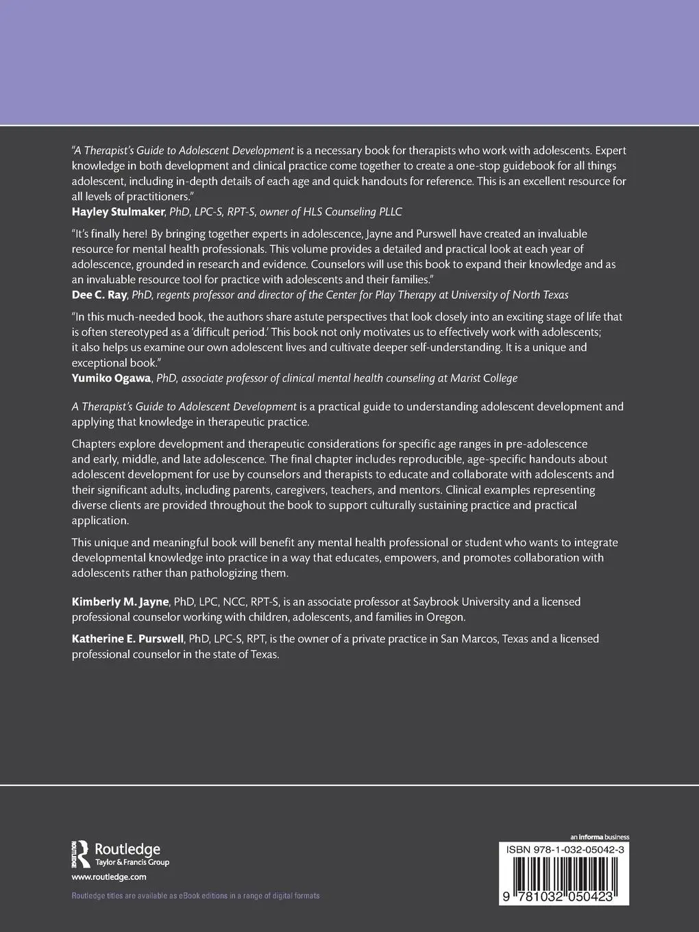 Rückseite: 9781032050423 | A Therapist's Guide to Adolescent Development | Jayne (u. a.) | Buch