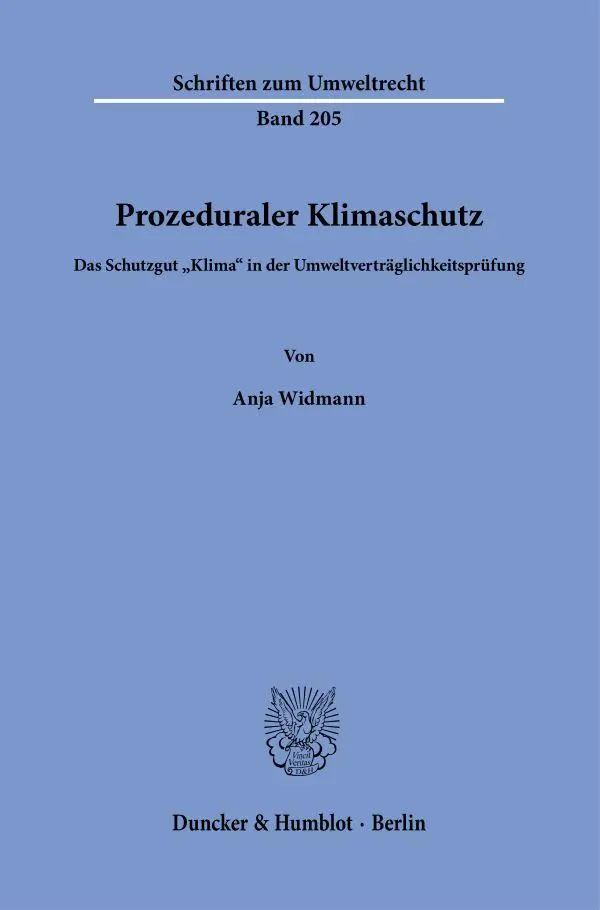 Cover: 9783428190423 | Prozeduraler Klimaschutz. | Anja Widmann | Taschenbuch | 236 S. | 2024