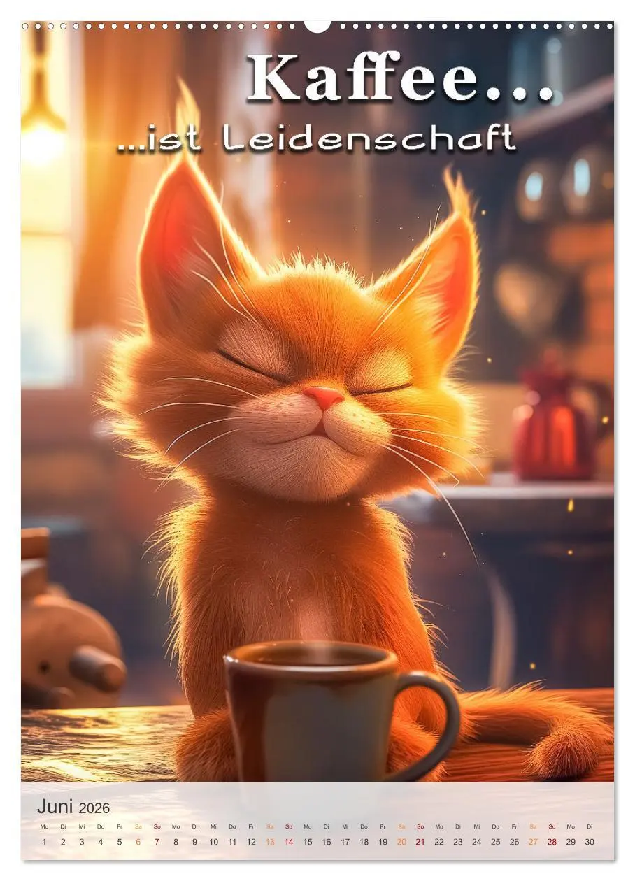 Bild: 9783457280423 | Kaffee-Katzen (hochwertiger Premium Wandkalender 2026 DIN A2 hoch),...