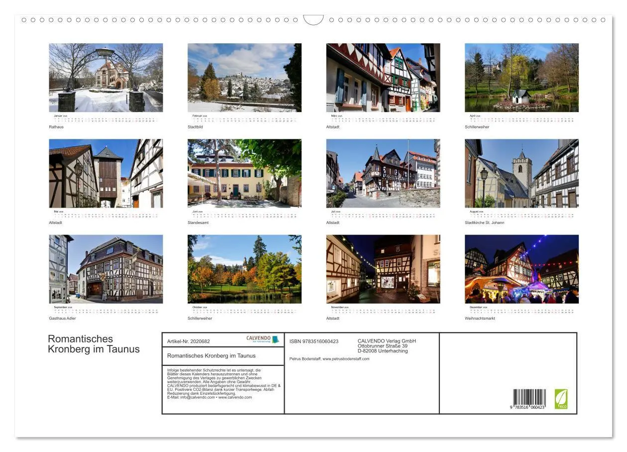 Bild: 9783516060423 | Romantisches Kronberg im Taunus (Wandkalender 2026 DIN A2 quer),...