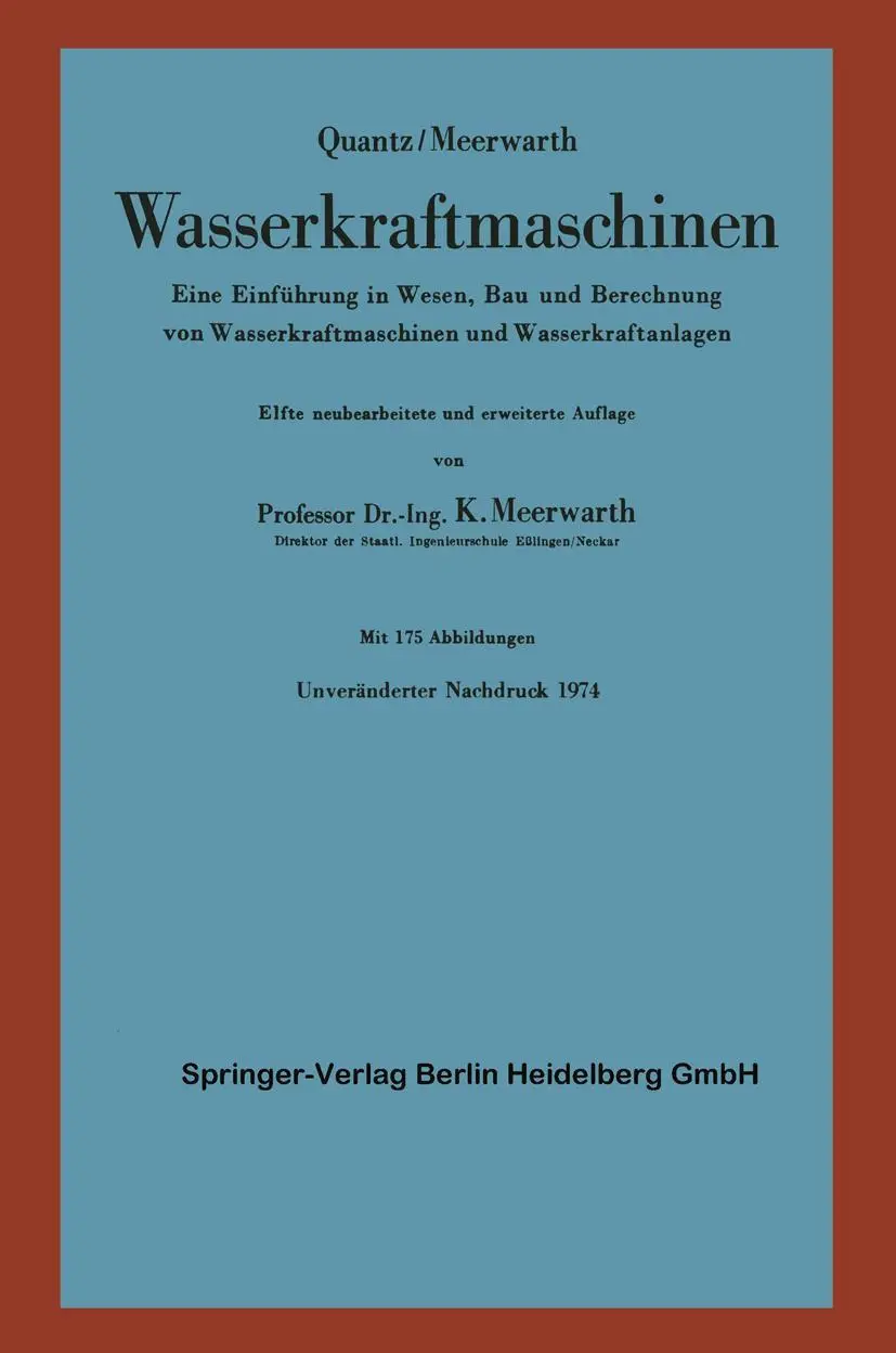 Cover: 9783540030423 | Wasserkraftmaschinen | L. Quantz (u. a.) | Taschenbuch | vii | Deutsch