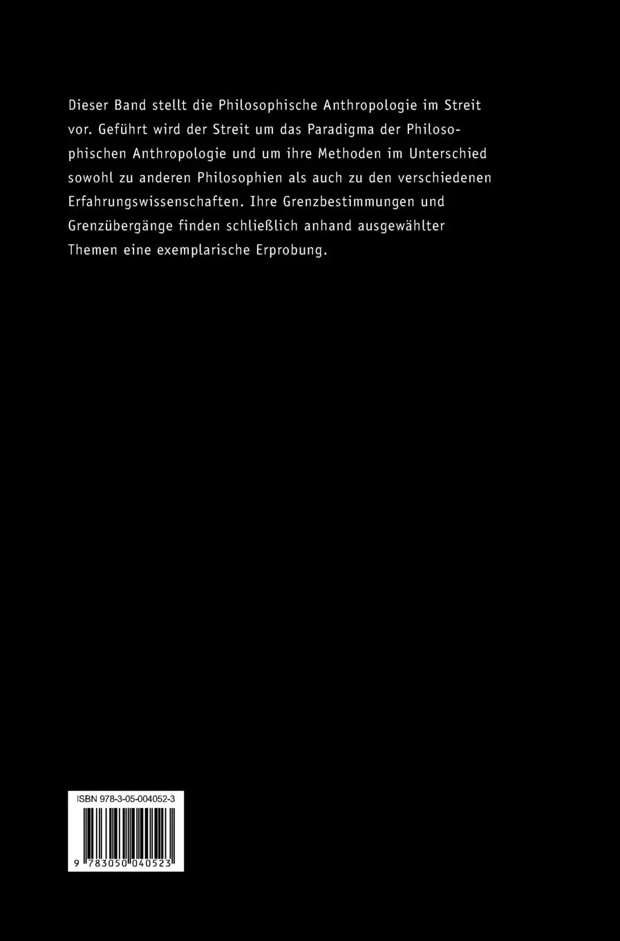 Rückseite: 9783050040523 | Philosophische Anthropologie im 21. Jahrhundert | Lindemann (u. a.)