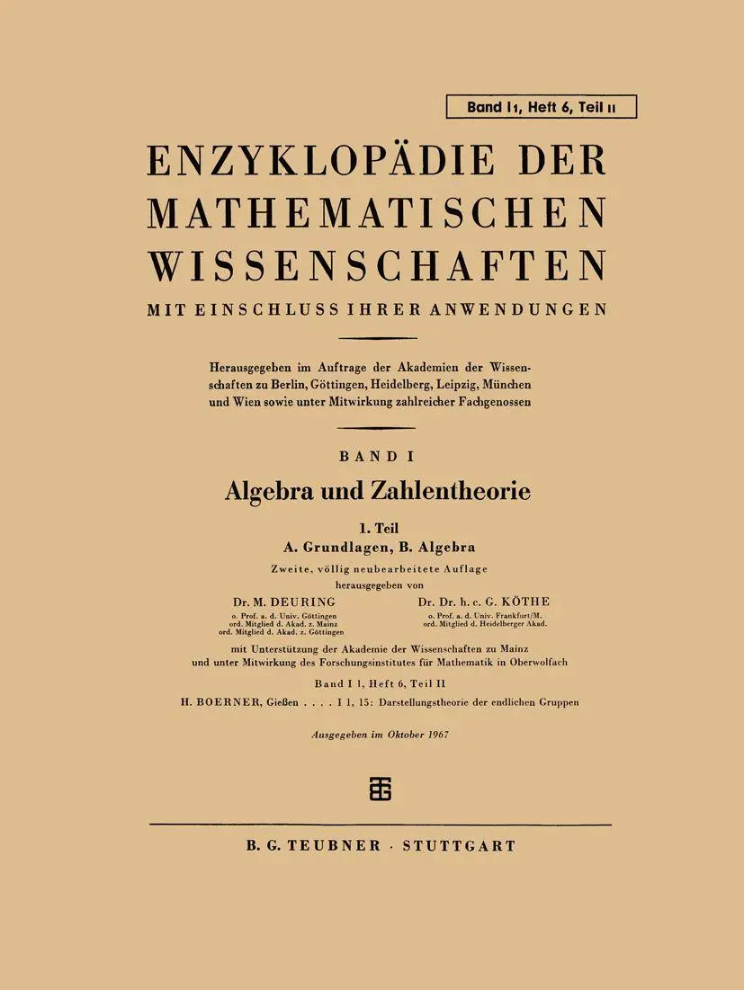 Darstellungstheorie der endlichen Gruppen. (Encyclopädie der mathematischen Wissenschaften, Bd.1/1, Heft 6, Teil II)