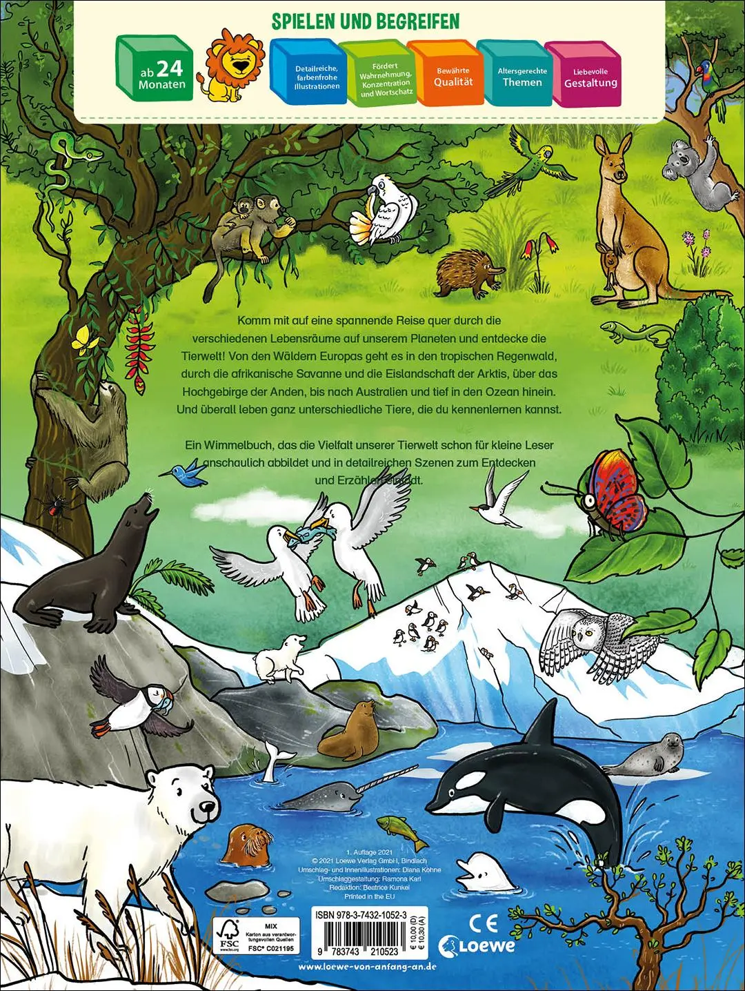 Rückseite: 9783743210523 | Das große Wimmelbuch der Tiere | Loewe Wimmelbücher | Buch | 16 S.