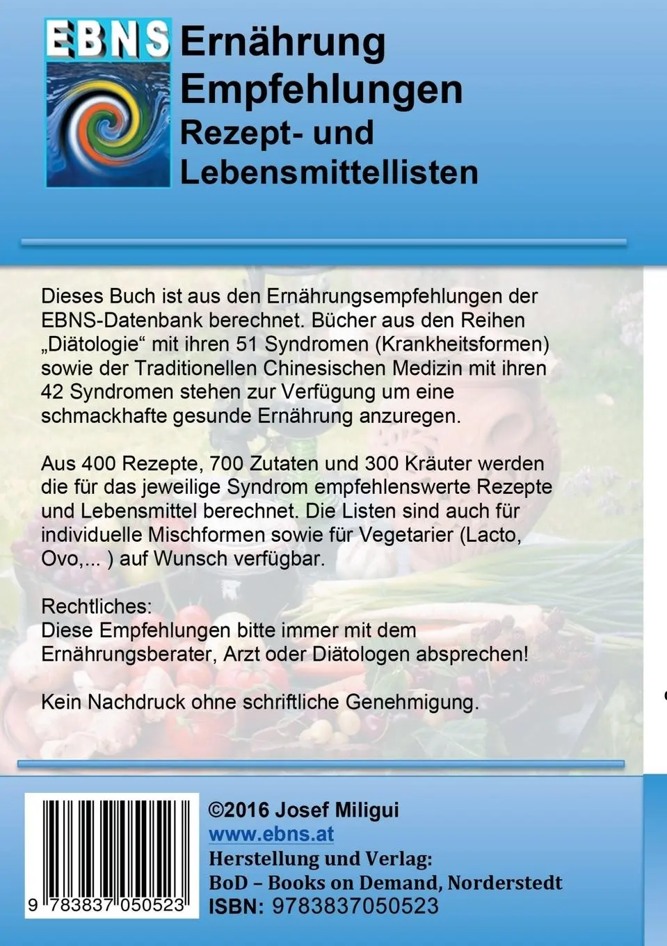 Rückseite: 9783837050523 | Ernährung bei Rheumatischen Gelenkserkrankungen | Josef Miligui | Buch