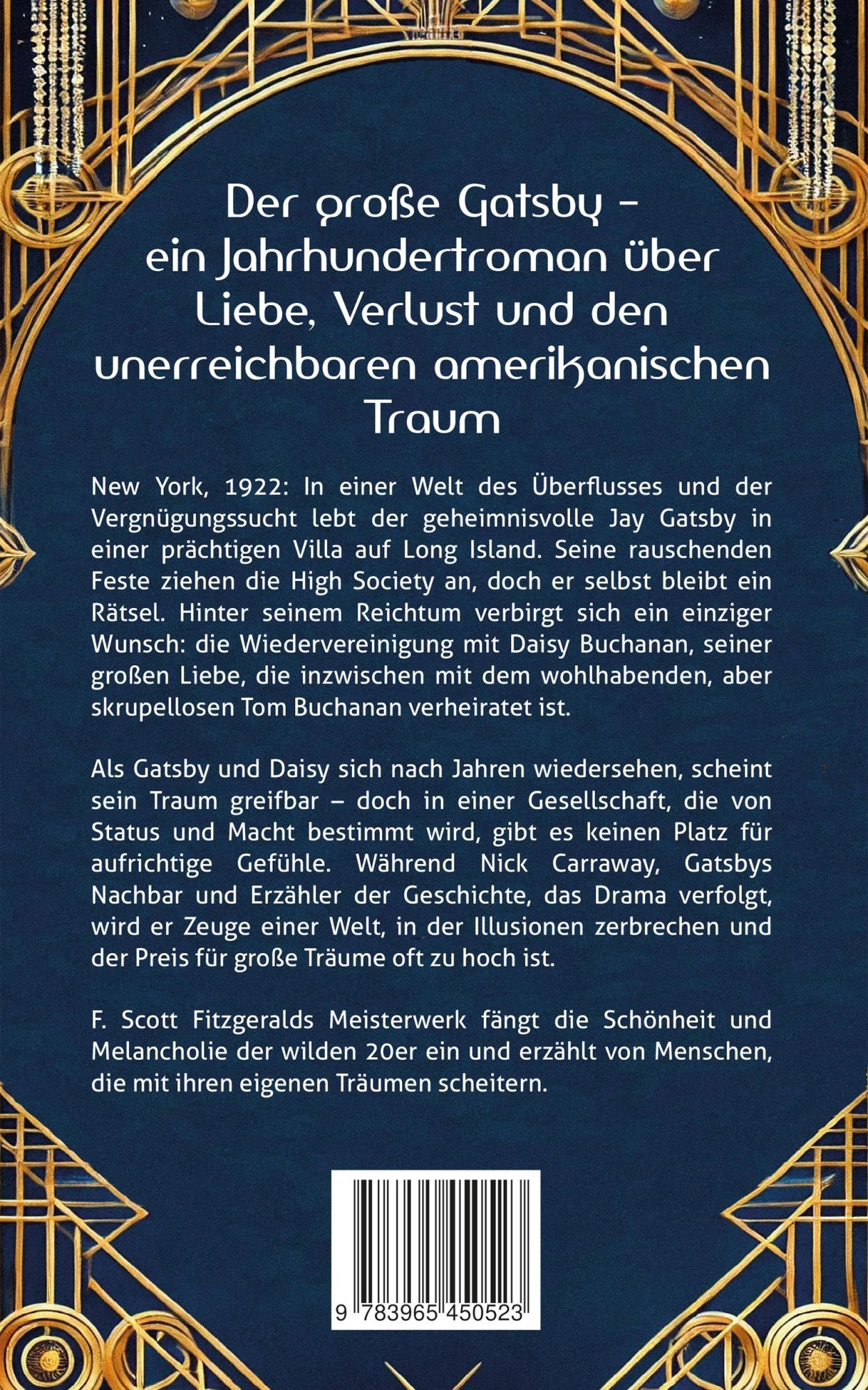 Rückseite: 9783965450523 | Der große Gatsby. F. Scott Fitzgerald | F. Scott Fitzgerald | Buch