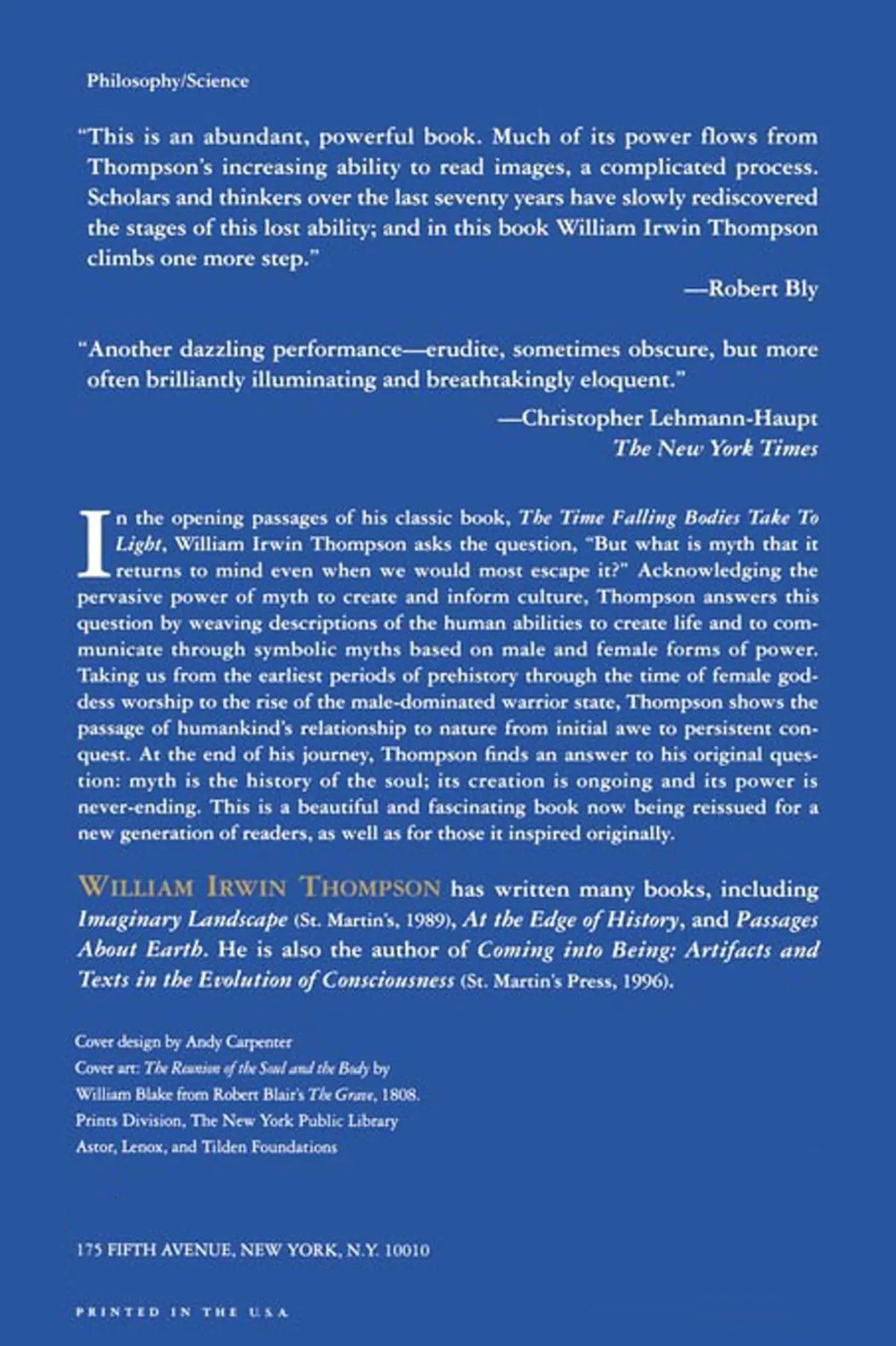 Rückseite: 9780312160623 | The Time Falling Bodies Take to Light | William Irwin Thompson | Buch