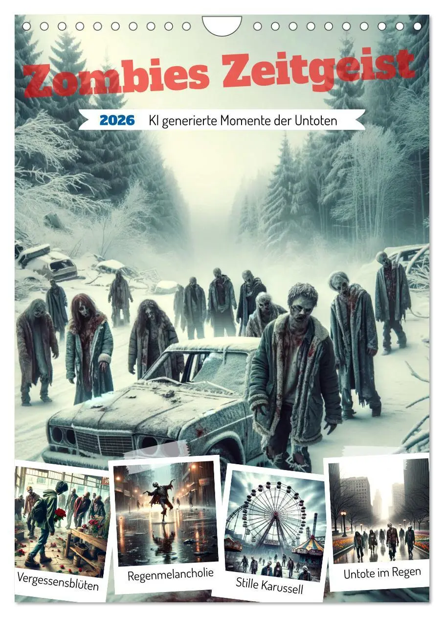 Cover: 9783516280623 | Zombies Zeitgeist - KI generierte Momente der Untoten (Wandkalender...