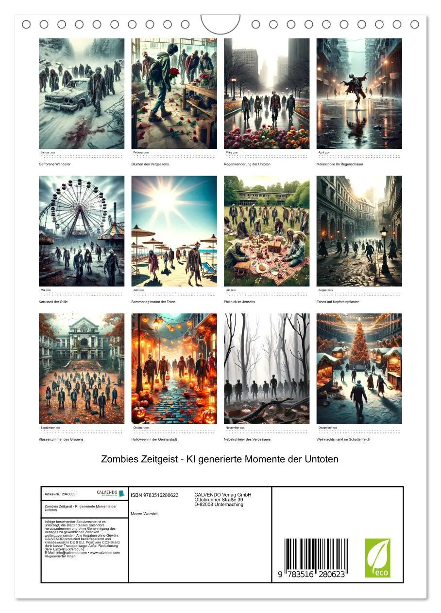 Bild: 9783516280623 | Zombies Zeitgeist - KI generierte Momente der Untoten (Wandkalender...