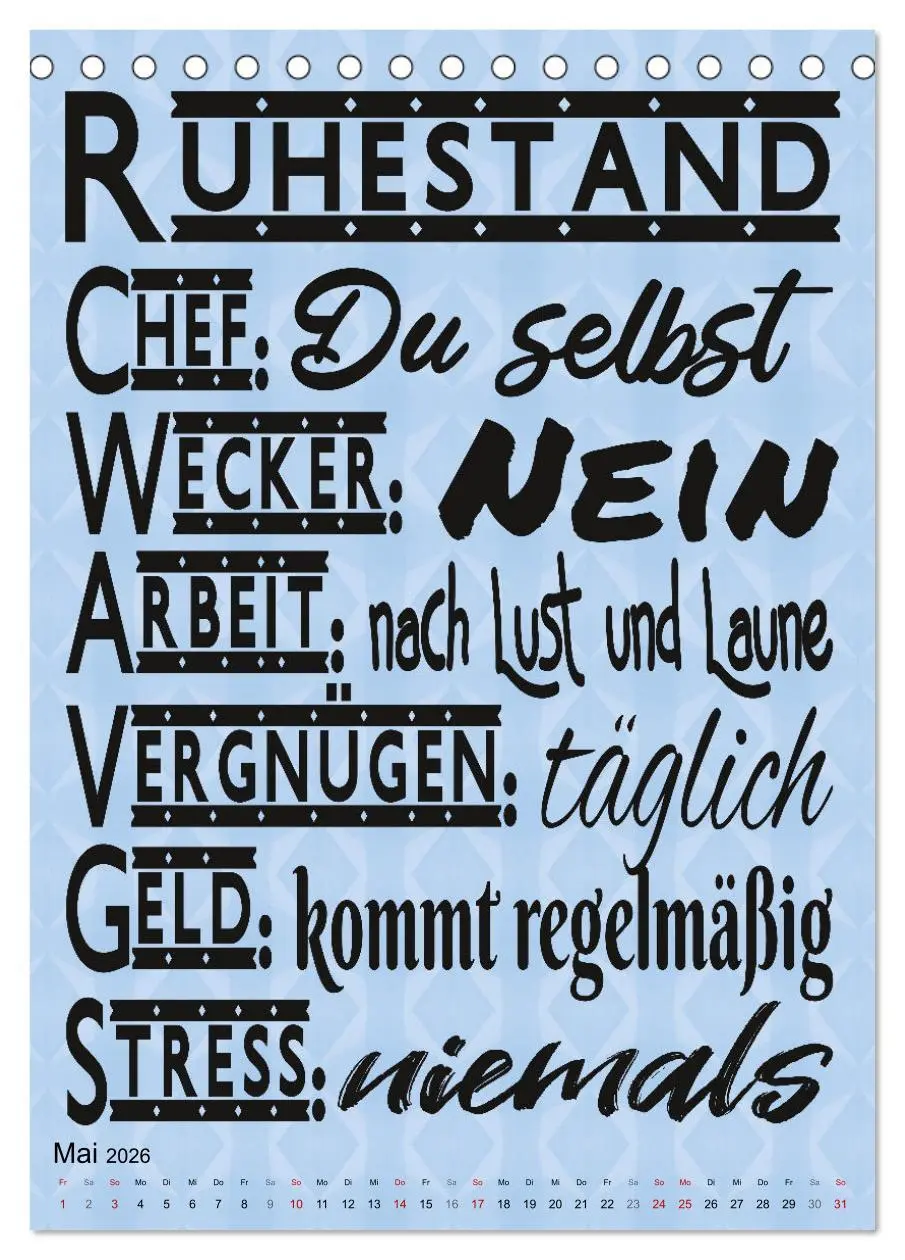 Bild: 9783516350623 | Coole Sprüche zum Ruhestand (Tischkalender 2026 DIN A5 hoch),...