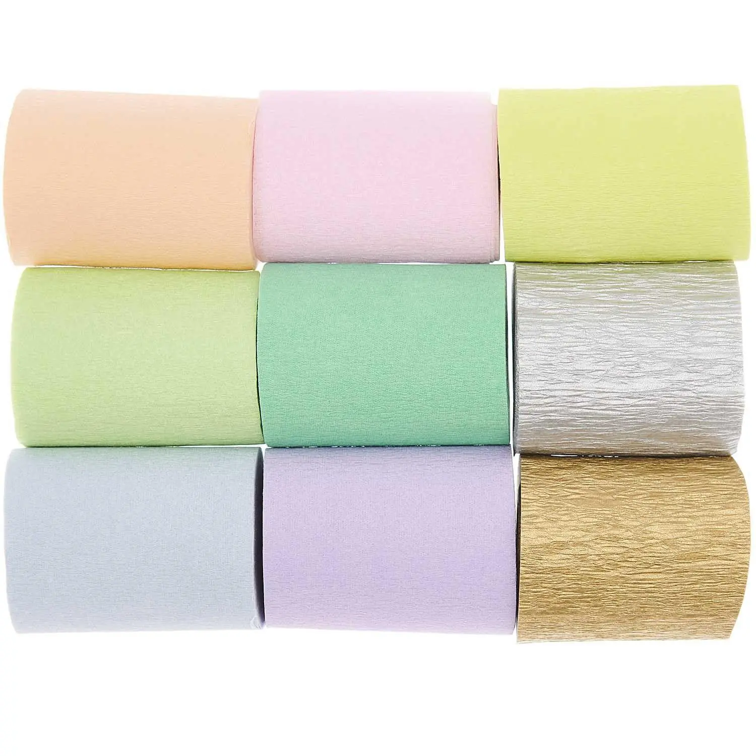 Kreppbänder, Regenbogen Pastell Mix, FSC MIX, 9 Stk, 5,5 cm x 10 m
