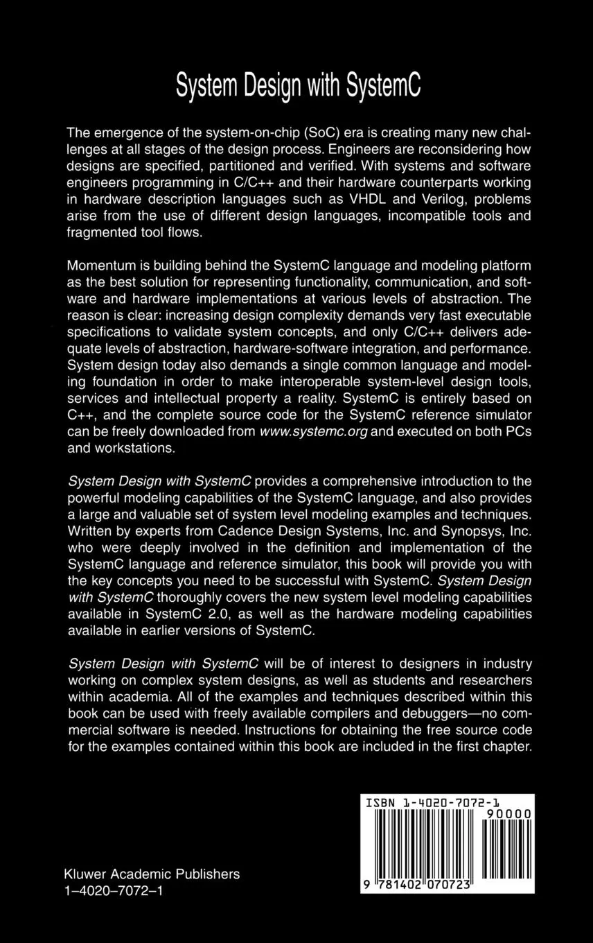 Rückseite: 9781402070723 | System Design with SystemC(TM) | Thorsten Grötker (u. a.) | Buch | xvi
