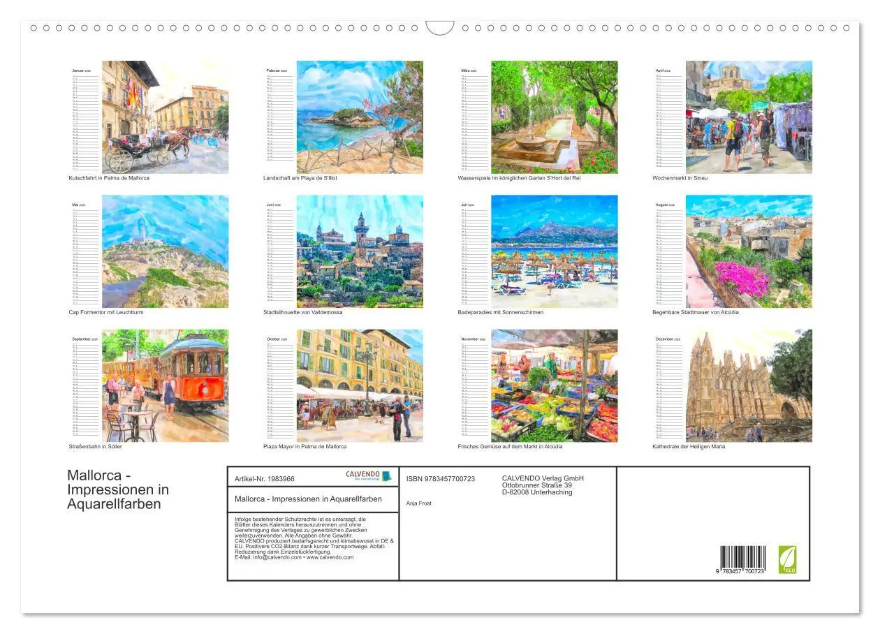 Bild: 9783457700723 | Mallorca - Impressionen in Aquarellfarben (Wandkalender 2026 DIN A2...